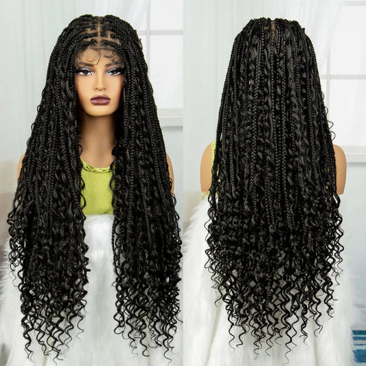 Synthetic Full Lace Wig with Curly Ends & Baby Hair for Black Women