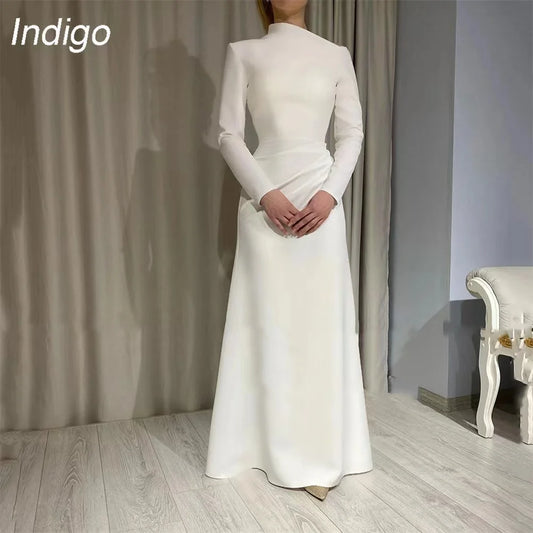 Elegant Long Sleeve Pleated Floor-Length Evening Gown for Women